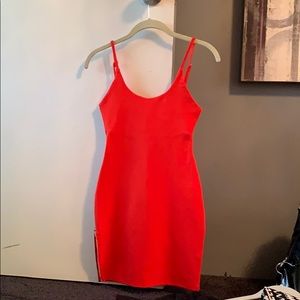 tight red dress from revolve!